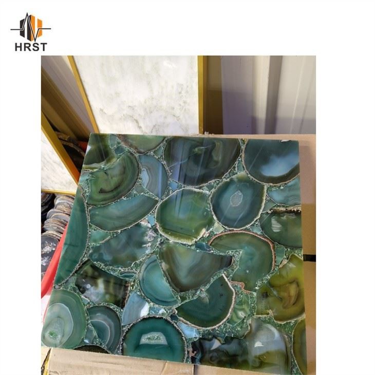 Green Agate slab Composited With Glass Tile